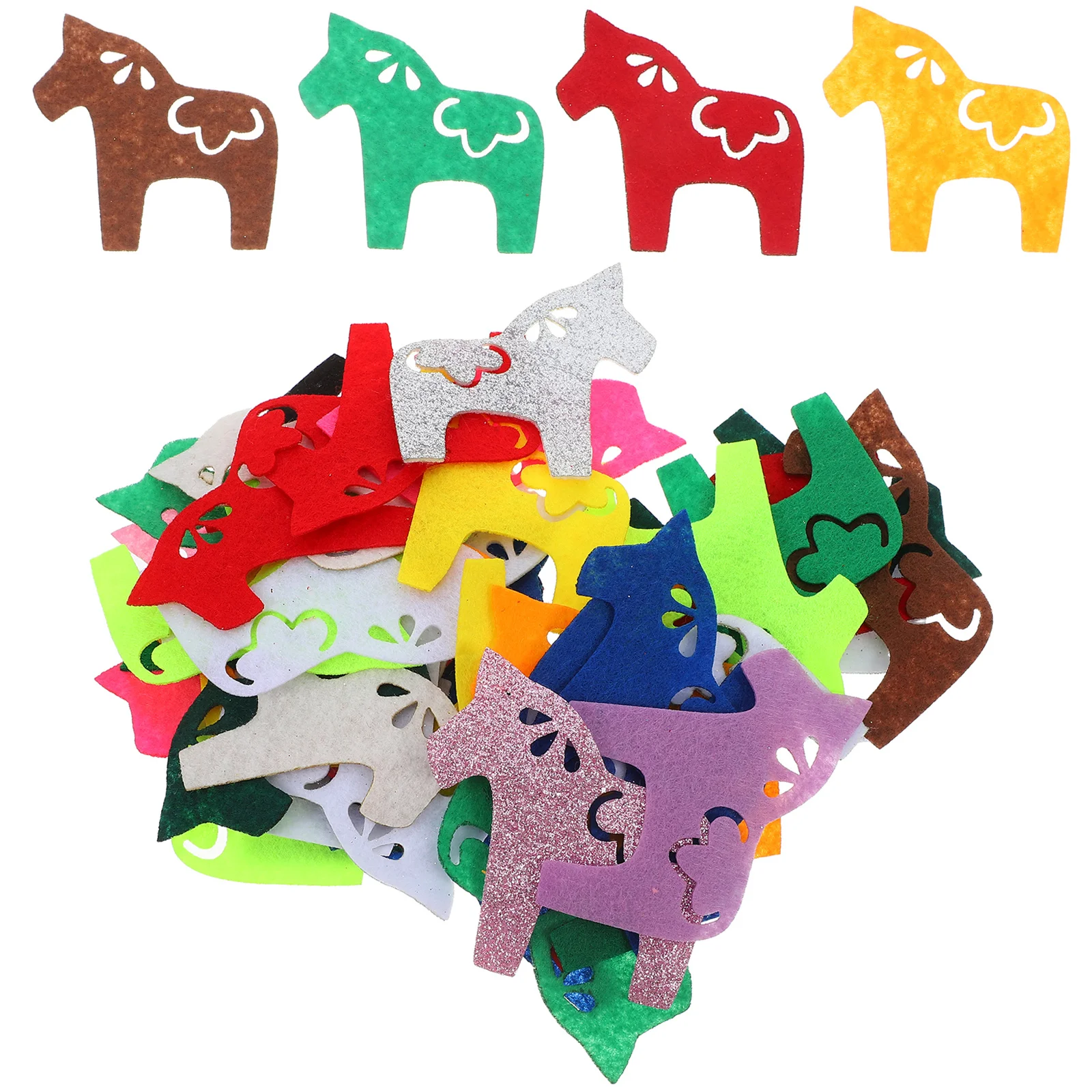 

50Pcs Swedish Horse Felt Ornaments Cute Small Felt Horses Holiday Scandinavian Christmas Tree Decorations Nordic Festive Decor