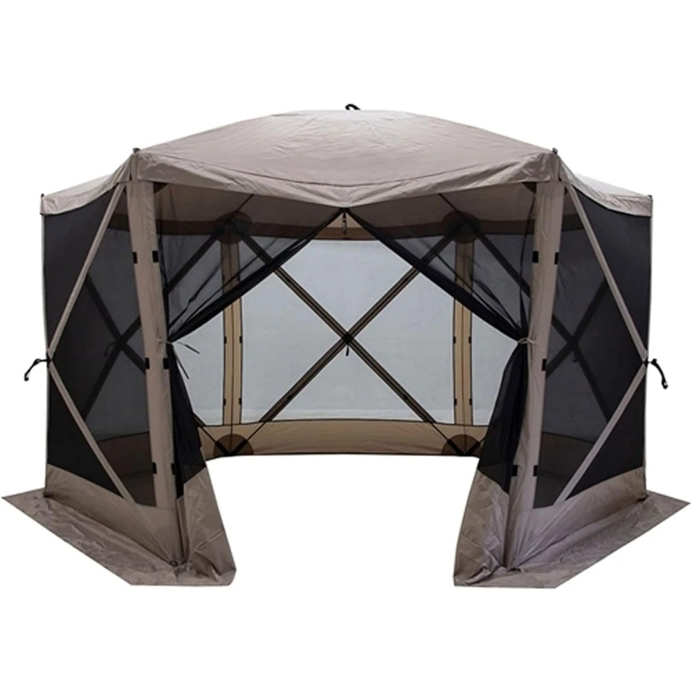 

Family Tents 8 Person 12 X12 Pop Up 6 Sided Portable Hub Gazebo Screen Canopy Tent with Large Main Door, Desert Sand CanopyTents