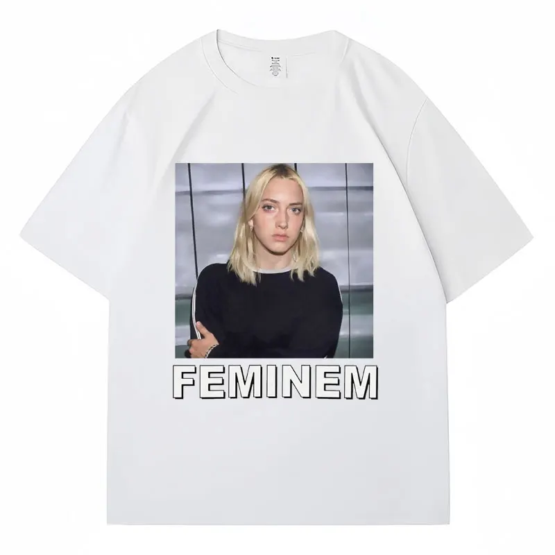 Eminem Feminem Print Funny T-Shirt Men Women Hip Hop Oversized Fashion Hip Hop T-shirts Cotton Casual Novelty T Shirt Streetwear