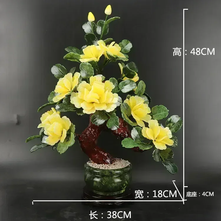 Creative Jade Simulation Peony Flower Ornaments Fake Flower Bonsai Living Room Decoration Table Decor Crafts Home Accessories