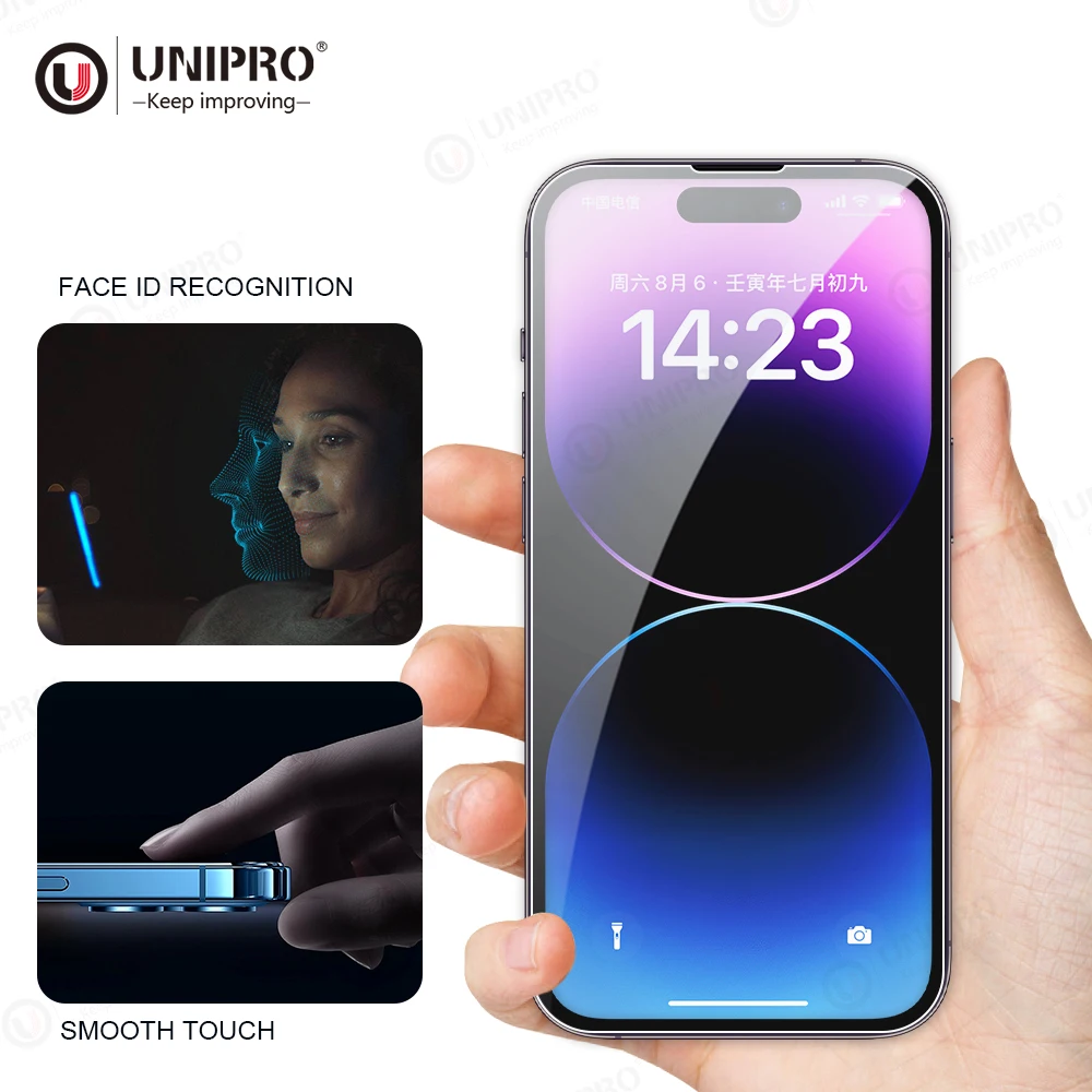 UNIPRO 8K High End HD Matte Tempered Glass For iPhone 15 14 13 12 11 Pro Max XS Screen Protector With Alignment Mounting Cover