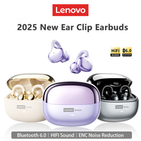 Lenovo LE302 Wireless Bluetooth 6.0 Headset Long Battery Life Sports Ear Clip Earphones HIFI Stereo Noise Cancelling Headphones