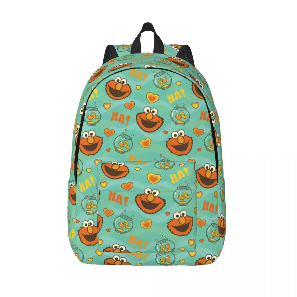 

Elmo And Goldfish Pattern Cookie Monster Casual Backpack Sports High School Business Daypack for Men Women Laptop Canvas Bags