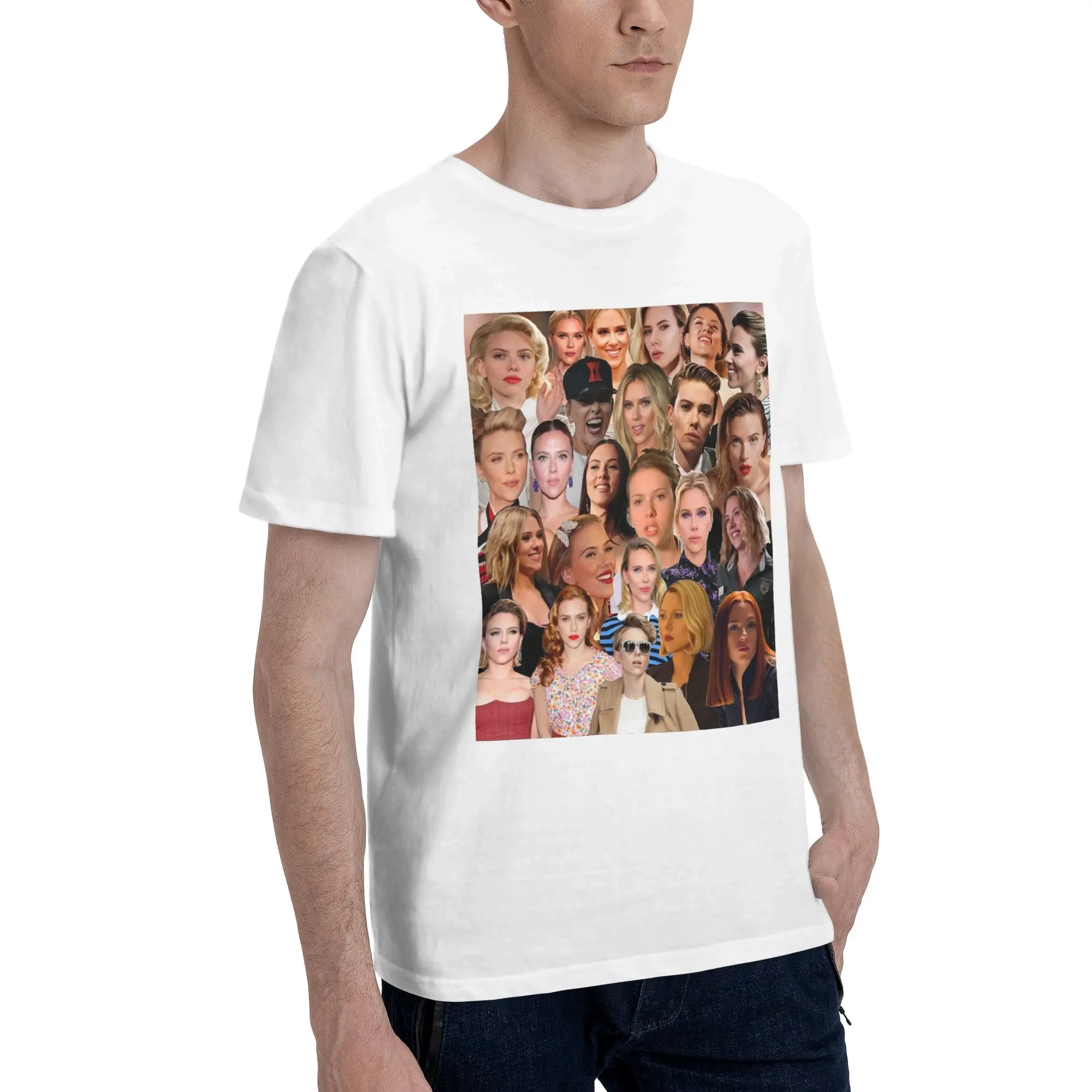 

Scarlett Johansson фотоколлаж мужская футболка больших размеров мужские хлопковые футболки с круглым вырезом короткие летние мужские