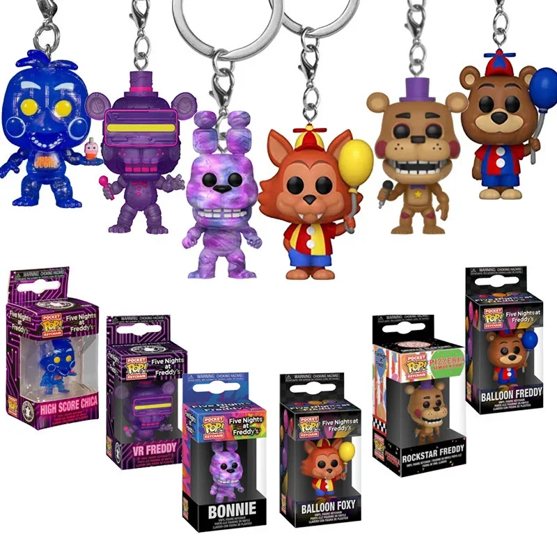 Funko Pop VR Freddy Bonnie High Score Chica Balloon Foxy Freddy Figuras de Vinil Brinquedos Colecionáveis Pocket Pop Chaveiro Modelo