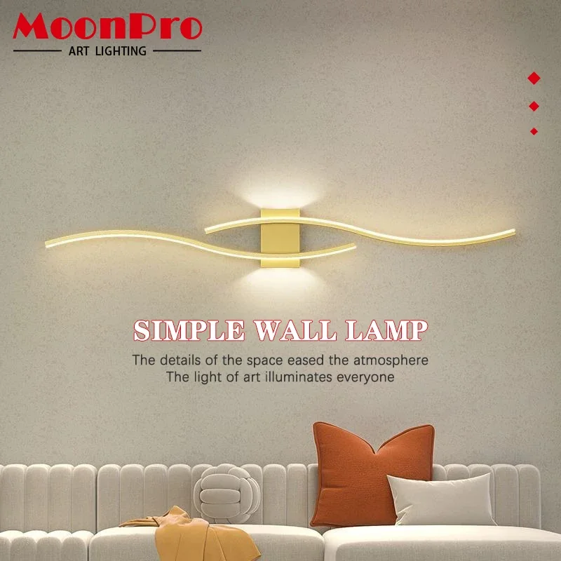 Modern Strip LED Wall Lamp Remote Control Dimming Home Decora Light Living Room Background Bedroom Bedside Wall Lamp LED Fixture