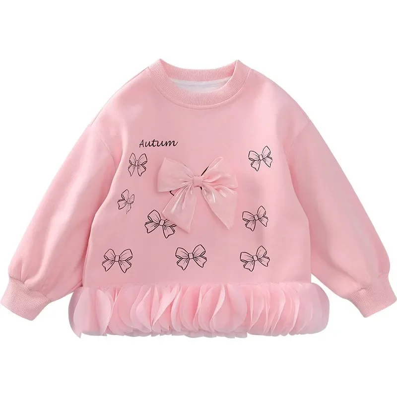 

Girls Korean Loose Casual Pullover Tops New Spring and Autumn Styles Fashionable and Versatile Bow Sweater (only One Top)