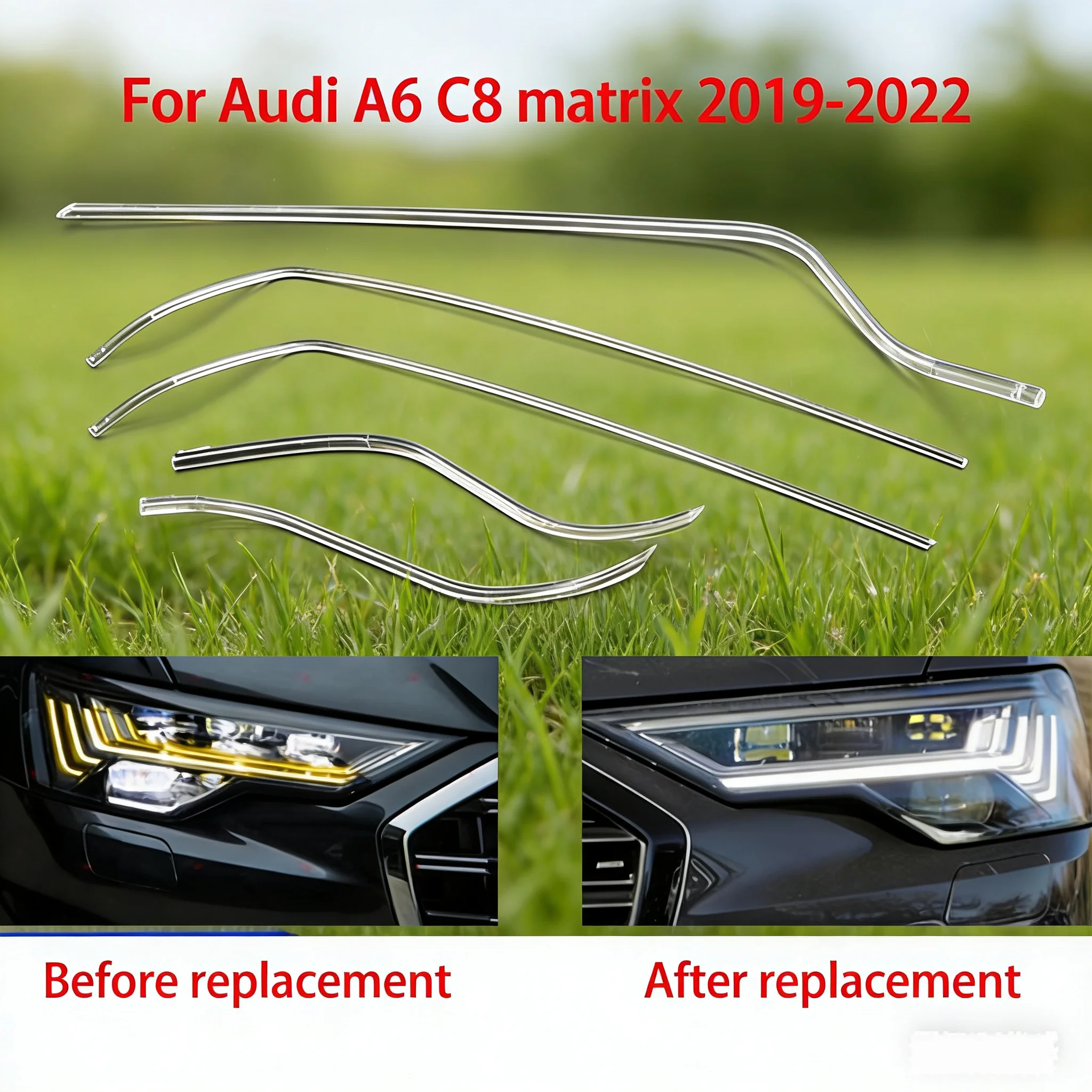 

FOR Audi A6 C8 Matrix 2019-2023 Car DRL Light Guide Tube Headlight Angel Eyes Light guide strips