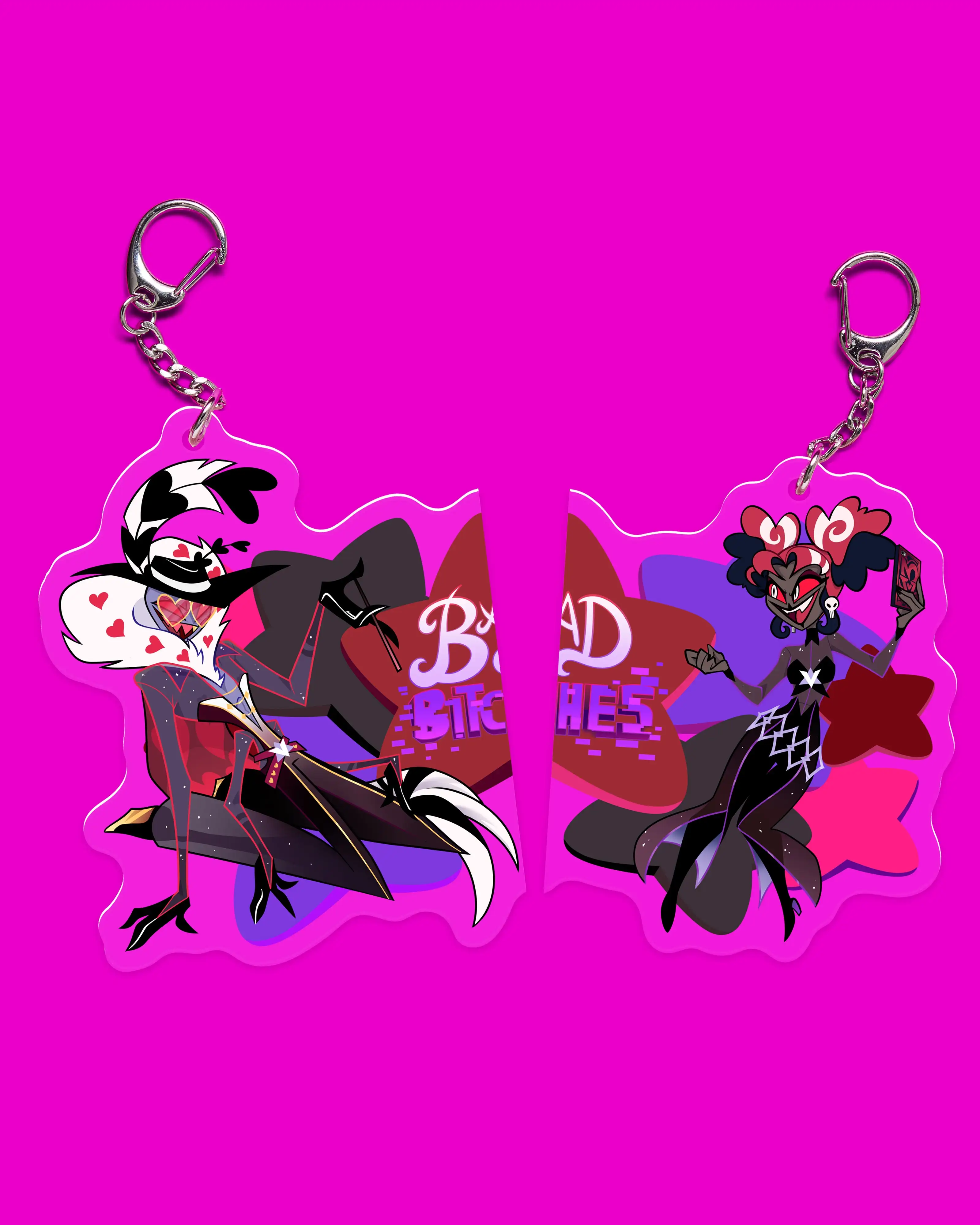 Hazbin Hotel Adam Lute Alastor Rosie Angel Dust Cherri Valentino Velvette BFF Acryl Anime Best Friends Forever Schlüsselanhänger – Detail 8