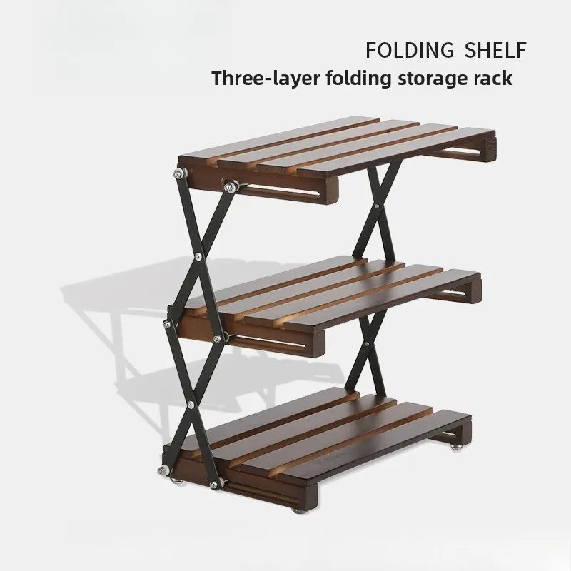 

Outdoor Camping Desktop Folding Rack Installation-free Storage Rack Portable Multi-functional Three-layer Camping Rack