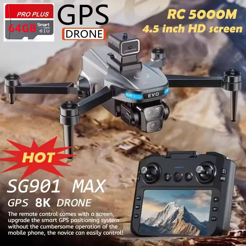 

New SG901 MAX GPS Drone Professional 8K Camera Aerial FPV Brush Avoiding Obstacle with Large Screen Remote Control Folding Dron