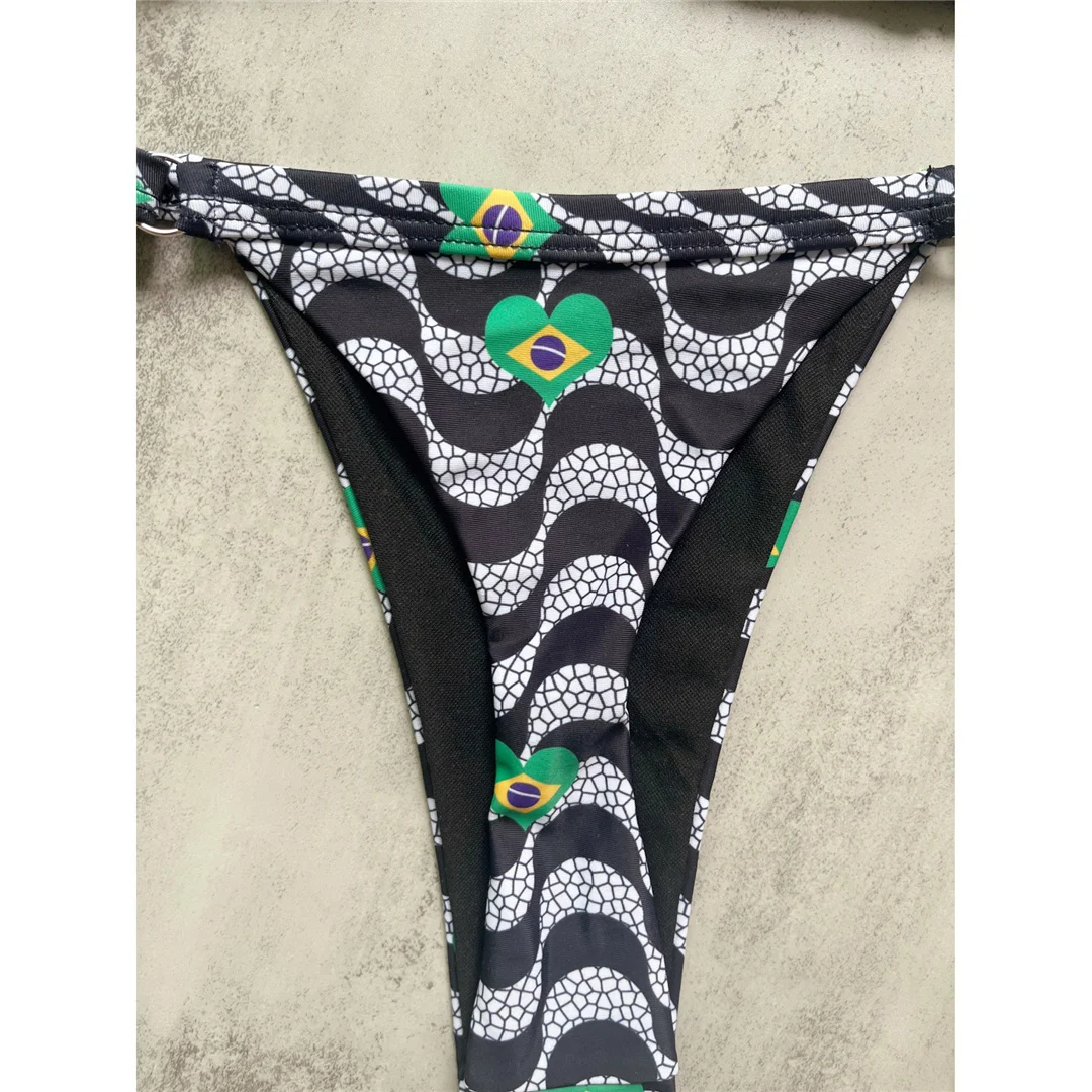Sexy Bikini mit Wellenmuster, trägerloses Design, Damen-Badeanzug, zweiteiliges Bikini-Set, hoch geschnittene Beine, Badebekleidung, Badeanzug, Modell V8468. – Detail 7