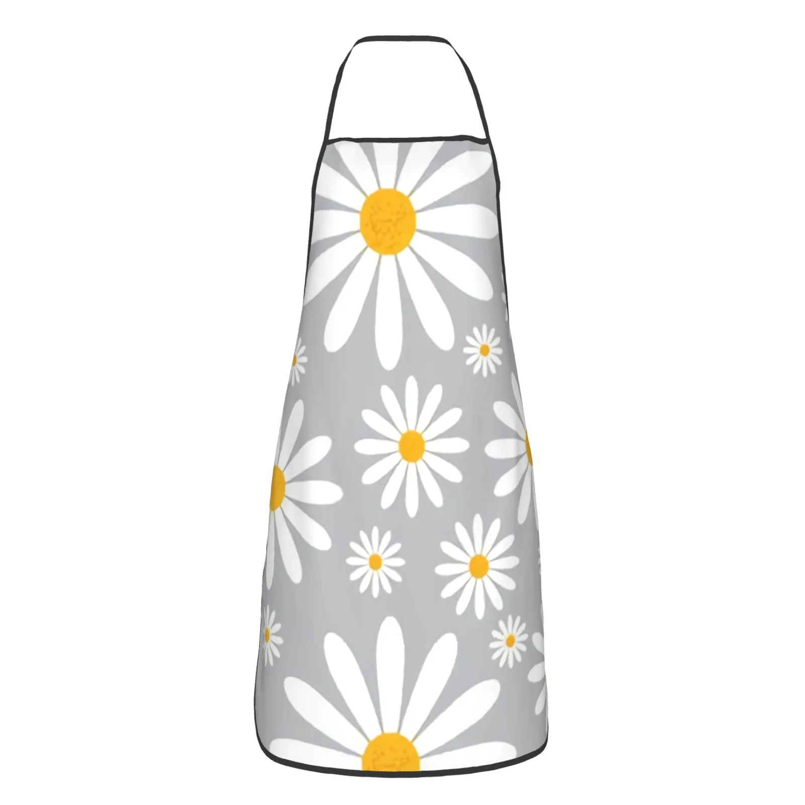 Summer Flower Polyester locking hem Apron Home Cooking Baking Kitchen White Daisy Apron White Daisy