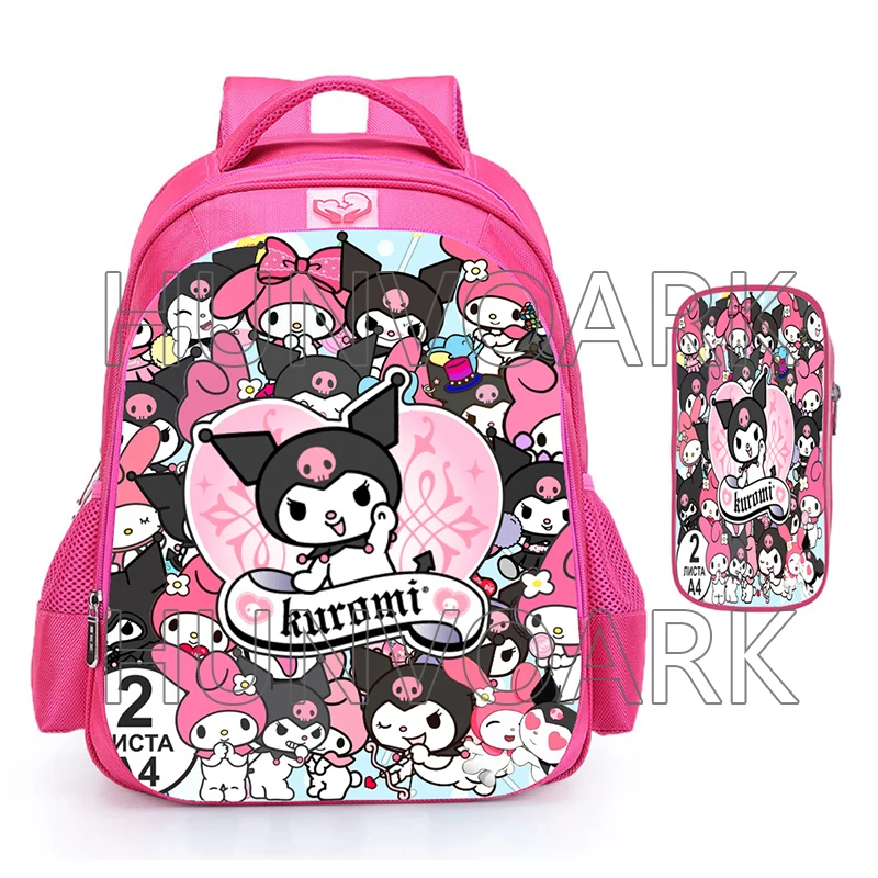 Kuromi Primary Schoolbag For Girls Orthopaedics Pink Princess Kids Backpack Kawaii Waterproof Cartoon School bag