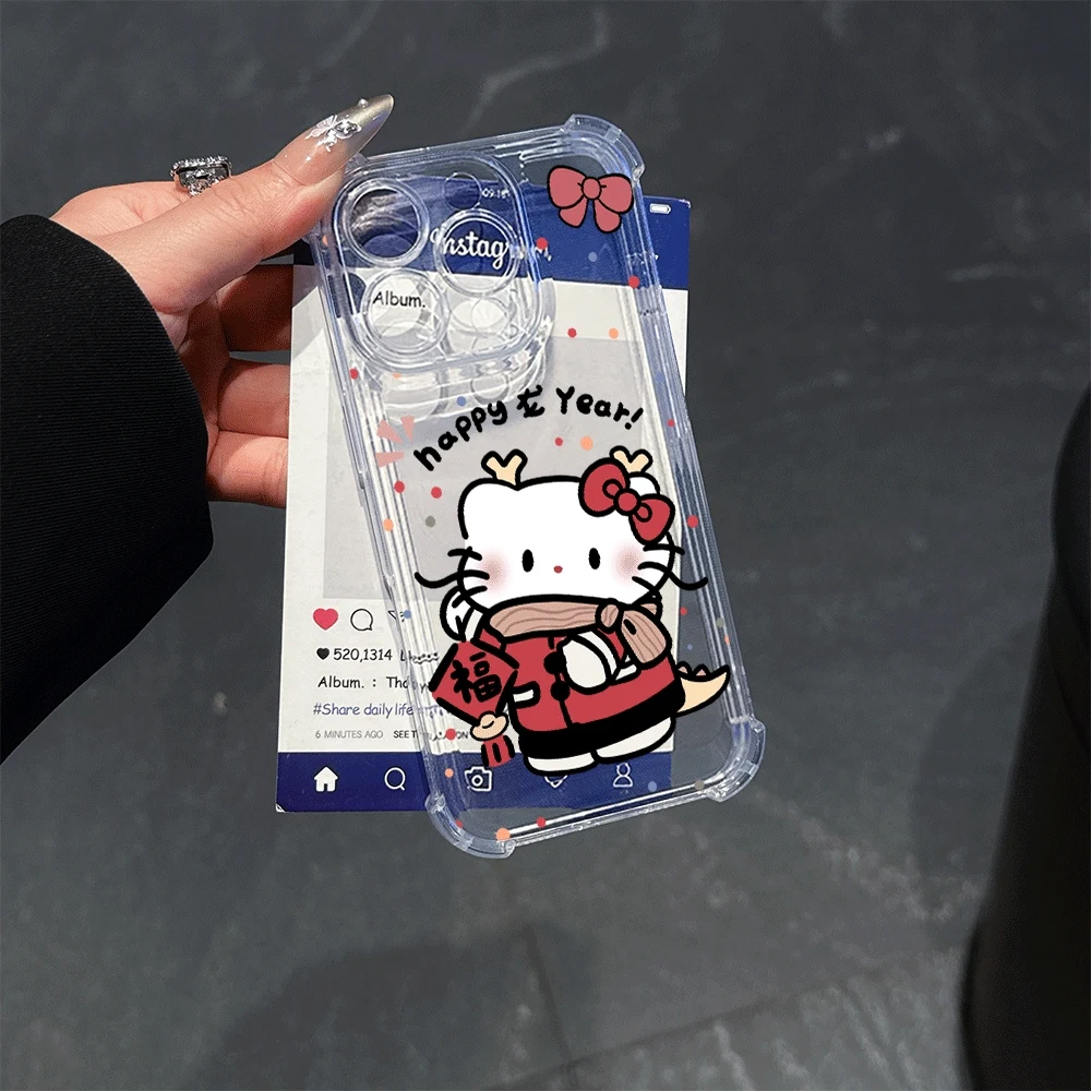 Custodie per cellulari Sanrio per IPhone 14 IPhone 16/15/14/13/12/11/x/xs/xs Max Custodia per telefono trasparente per ragazze Hello Kitty Cartoon Toys