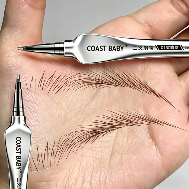All Day Wear 2 Forks Liquid Brow Pen Waterproof Natural Long Lasting Smudge Proof Eyebrow Pen.