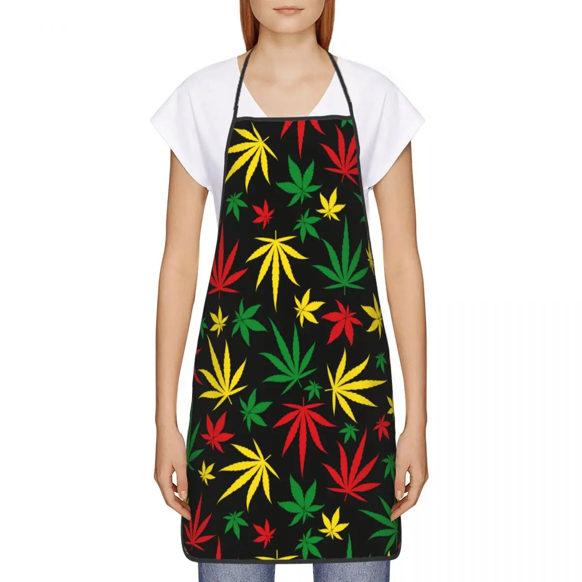 Custom Unisex Jamaica Reggae Rasta Stripe Kitchen Chef Cooking Baking Apron Men Women Tablier Cuisine for Painting