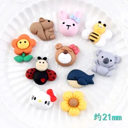 10 sztuk/partia Cartoon zwierząt kwiat Flatback żywica Cabochon Kawaii rzemiosło akcesoria do włosów DIY zdobienie dla Scrapbooking Decor