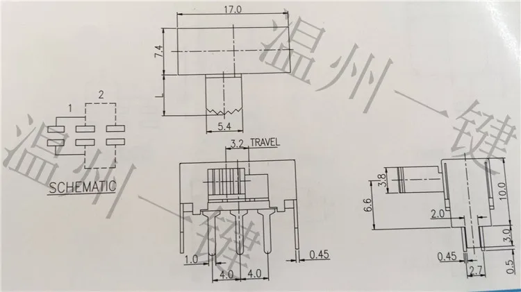 10Pcs SK-22F03 2P2T Handle Height 5mm 2-Gear 6-Pin Horizontal Toggle Switch With 2 Fixed Pin