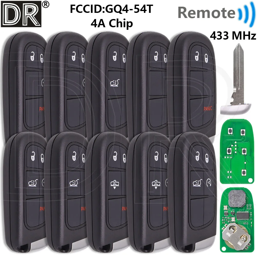 

Отличный чип 4A PCF7953, 433 МГц, GQ4-54T, автомобильный ключ дистанционного управления для Dodge Ram 1500 2500 3500 Jeep Cherokee