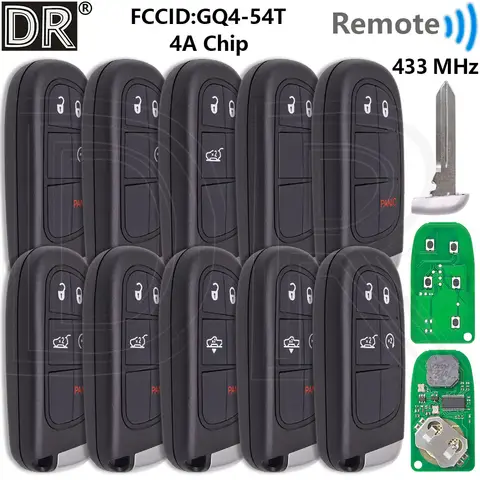 Great 4A PCF7953 Chip 433MHz GQ4-54T Proximity Car Remote Control Key For Dodge Ram 1500 2500 3500 Jeep Cherokee