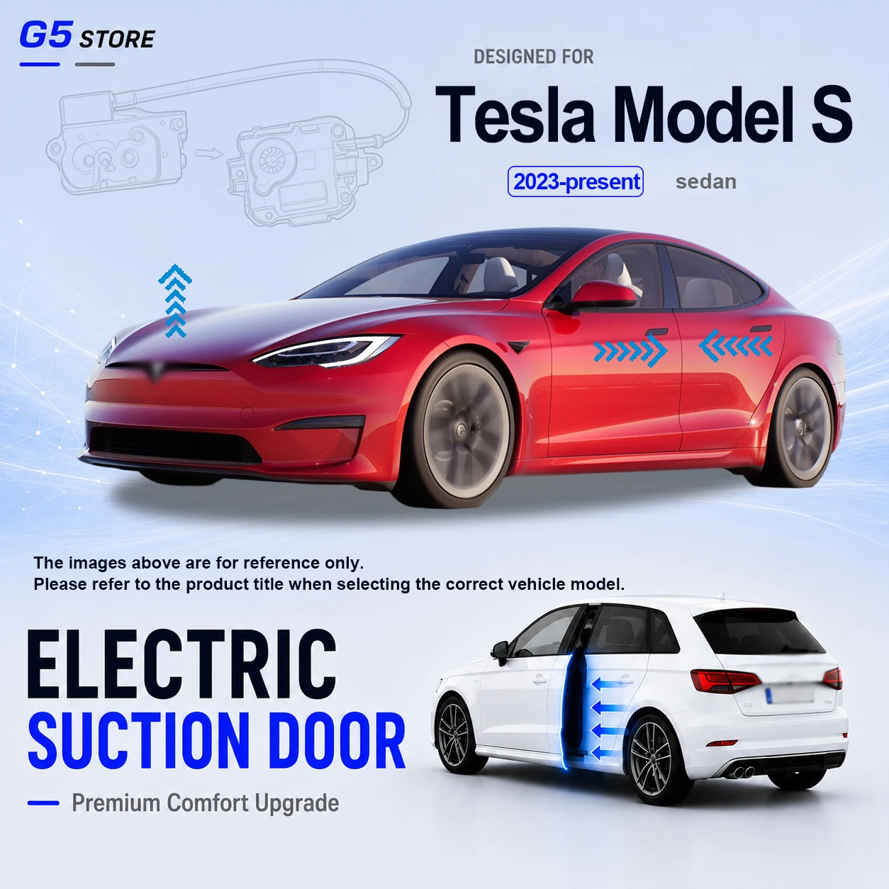For Tesla Model S 2023-Present Frunk Soft Close & 4 Door Electric Suction Door System Power Assisted Closing Kit