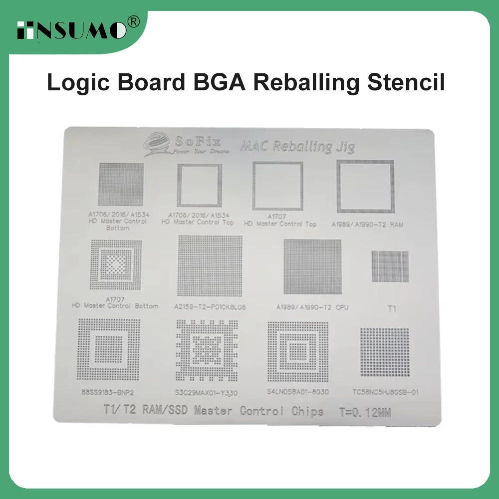 Sofix 2016-2022 WIFI T1 T2 M1 M2 PMU SMC Chip Integrated Tin Net Logic Board BGA Reballing Stencil for Macbook Repair