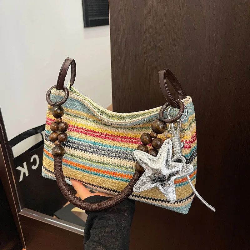 

Large Capacity Straw Woven Shoulder Bags Summer Patchwork Women's Bags 2025 Hot Sale Versatile Vacation Women's Handbags