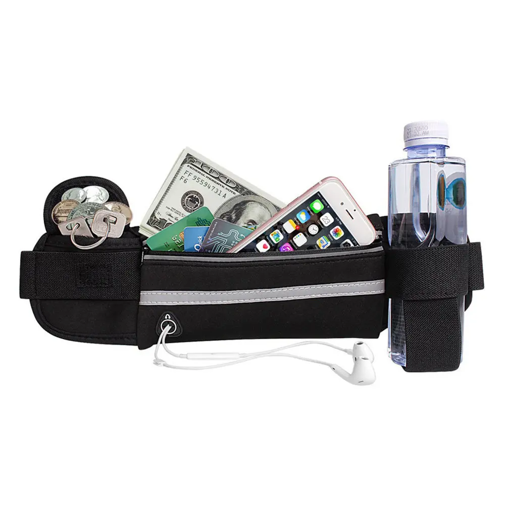 

Waterproof Cell Phone Waist Bag Outdoor Sports Fanny Pack Black Large Capacity Lightweight for Running Hiking Camping Climbing