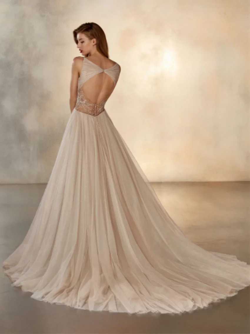 Elegant Backless Bridesmaid Dresses Luxurious Beaded Sheer Waist Bridesmaid Gowns Vestido Sexy Chiffon Floor-length Bridal Dress