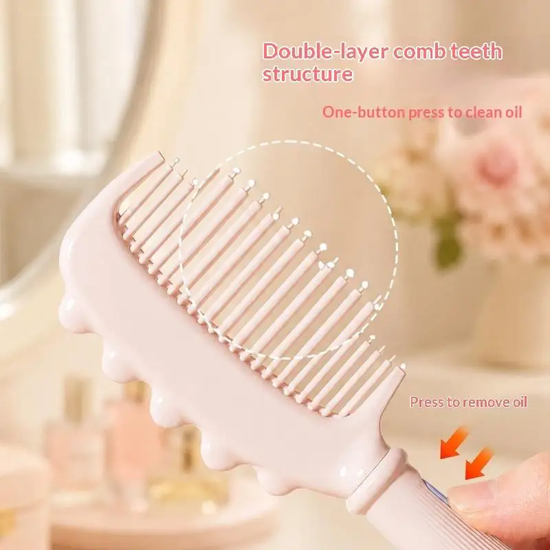 3 In 1 Scalp Massage Hair Comb Press Type Oil Removal Hair Parting Hiding For Home Travel Daily Hair Care