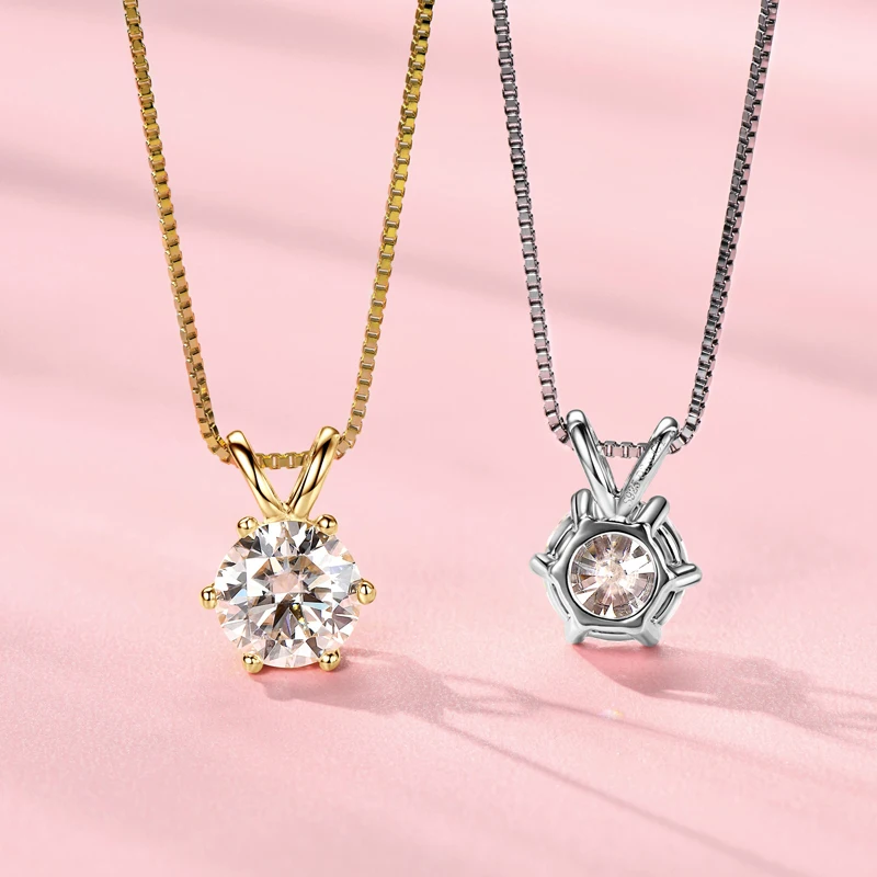Rrjzz Zertifizierte 0,5-5CT D-Farbe Runde Moissanit-Diamant-Anhänger-Halskette Solitär Labor-Diamant GRA Halsketten für Damen Schmuck – Detail 5