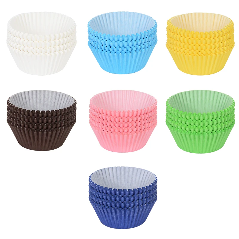 100pcs Muffin Cupcake Paper Liner Baking Cup Oilproof Cake Wrapper Solid Color Baking Birthday Party Tray Cake Decorating Tools