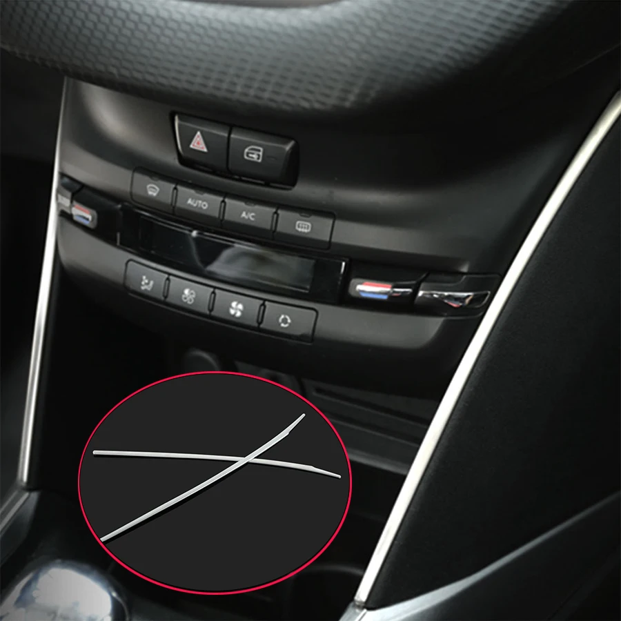 for Peugeot 2008 2014 2015 2016 2017 2018 2019 Control Center Stainless Steel Cladding Side Sequins Trim Car Accessories