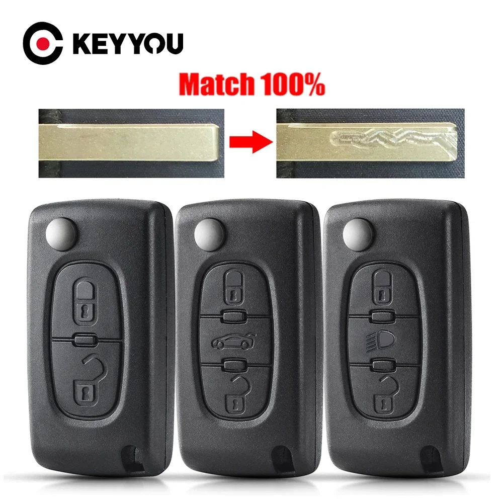 KEYYOU With Cutting Service For Peugeot 107 207 307 308 407 Partner For Citroen C3 C4 C5 C6 Berlingo Picasso Xsara Car Key