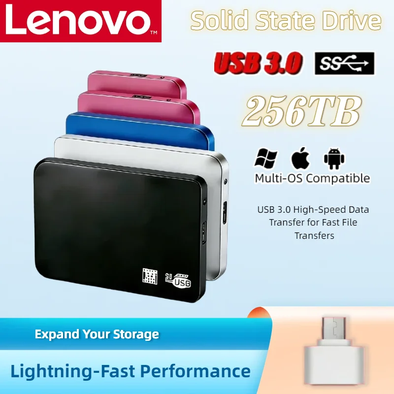 

Оригинальный портативный SSD-накопитель Lenovo USB 3.0 с высокоскоростной передачей данных, емкостью 2 ТБ-64 ТБ, внешний накопитель для настольных ПК
