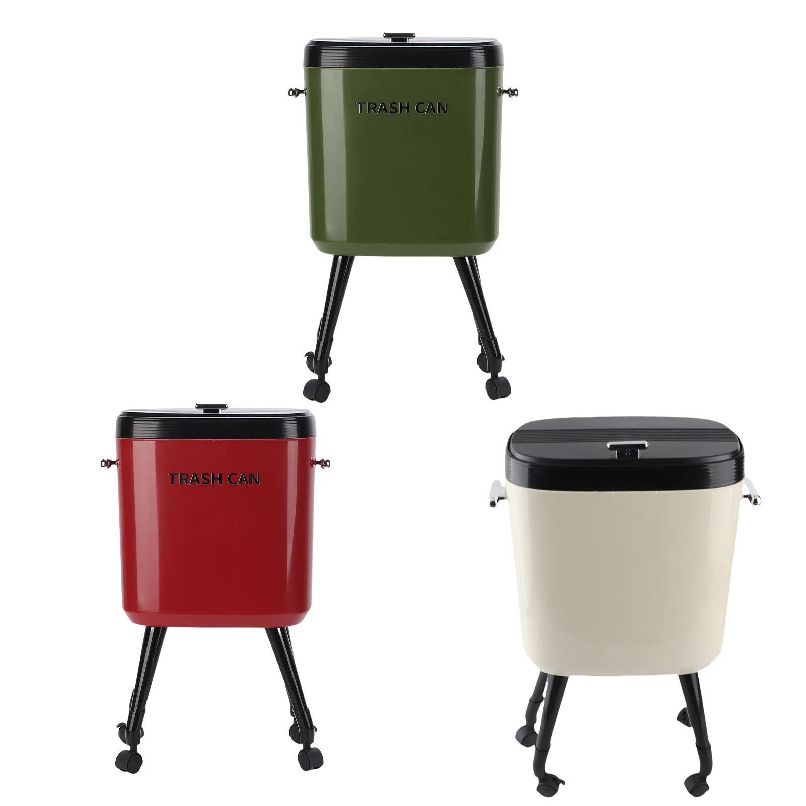 Tall Trash Can with Wheel Legs 15L Large Capacity Narrow Garbage Can for Kitchen Bathroom Living Room Office
