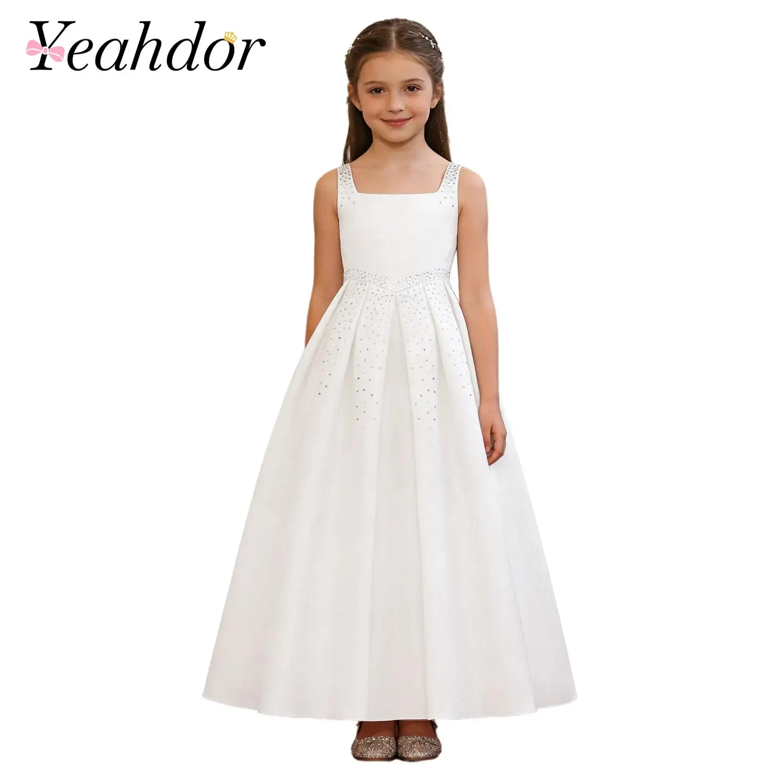 

Flower Girl Dress Elegant Sleeveless A-Line Birthday Dance Ball Gowns Junior Bridesmaid Formal Communion Wedding Party Dresses