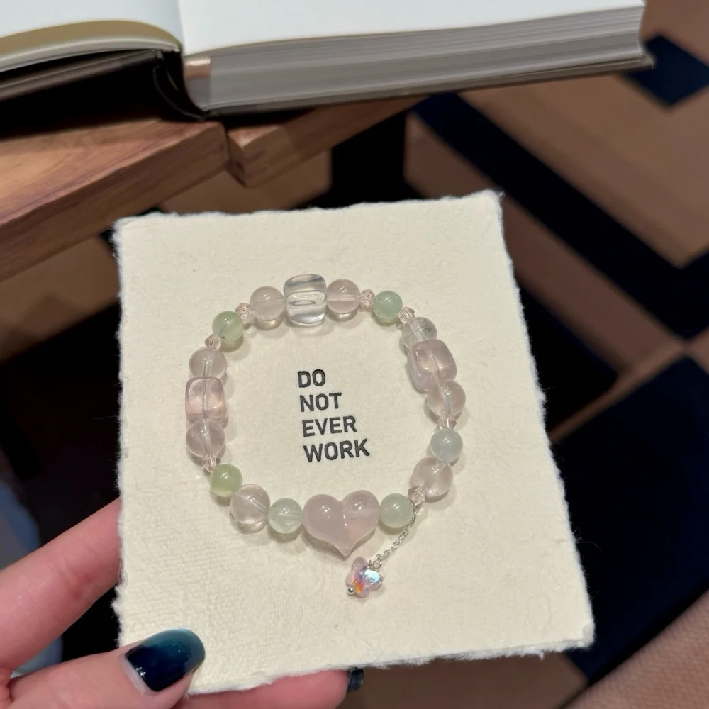 Natural Rose Quartz Prehnite Bead Bracelet Gemstone Fashion Crystal Healing For Women Jewelry Wrist Gift 1PCS