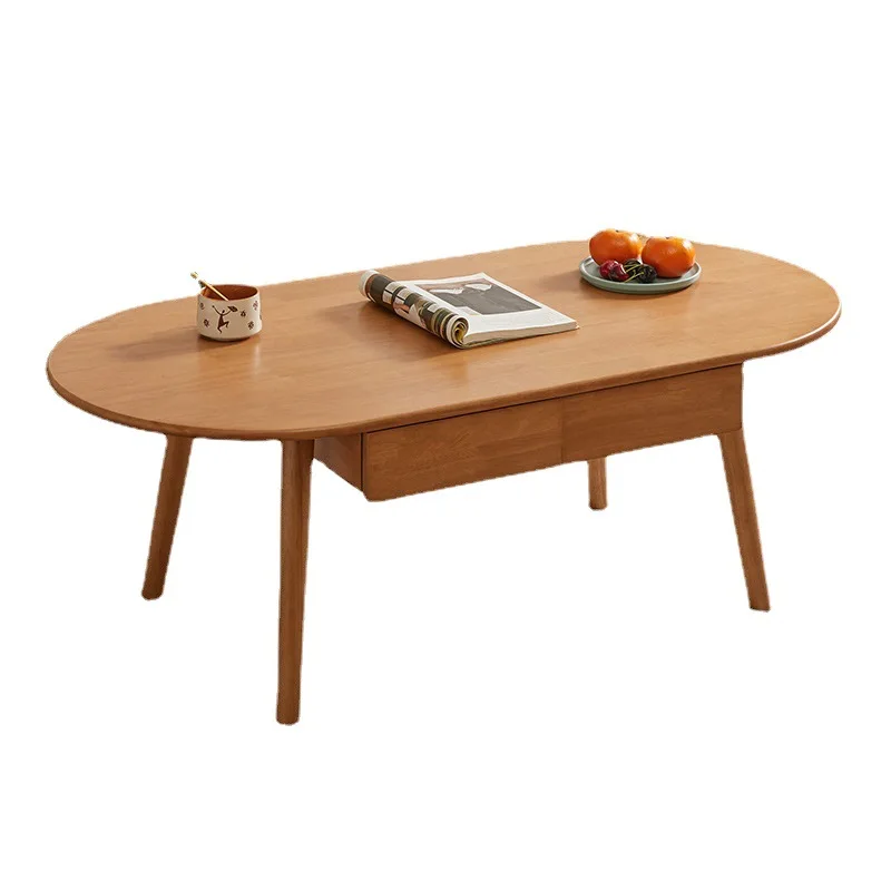 طاولة قهوة من الخشب الصلب، طاولة قهوة من خشب الكرز لغرفة المعيشة المنزلية الصغيرة، تخزين بسيط مع أدراج