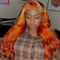 Orange Ginge With 613 Blonde Body Wave Lace Front Wig For Women 13x4 Colored Human Hair Wigs Hd Transparent Lace Frontal Wig