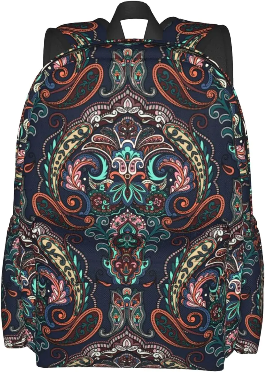 Vintage Bohemian Paisley Print Backpack Ethnic Mandala Floral Pattern Lightweight Large Capacity School Bookbag