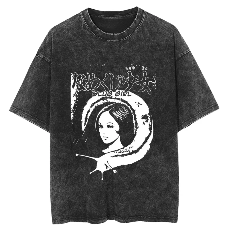 Best Tomie Junji Ito Retro Washed Antique Short-Sleeved T-Shirt Men's Trendy Brand Japanese High Street Hip-Hop Shirt