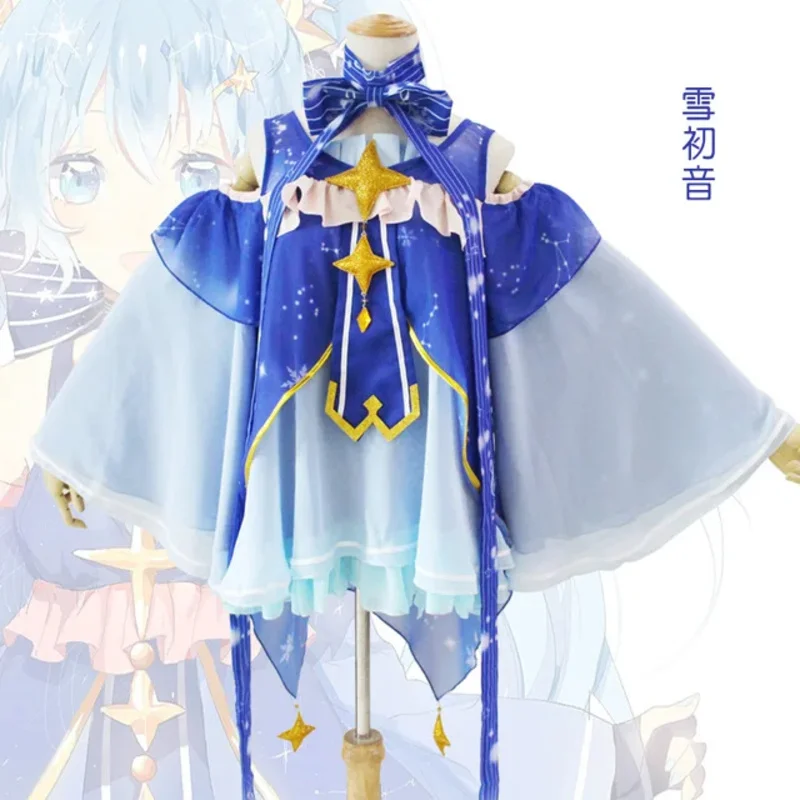 Miku 2021 anime Snow Miku costume cosplay wigs girl lolita dress Halloween Christmas party outfits full sets for women girls wa3