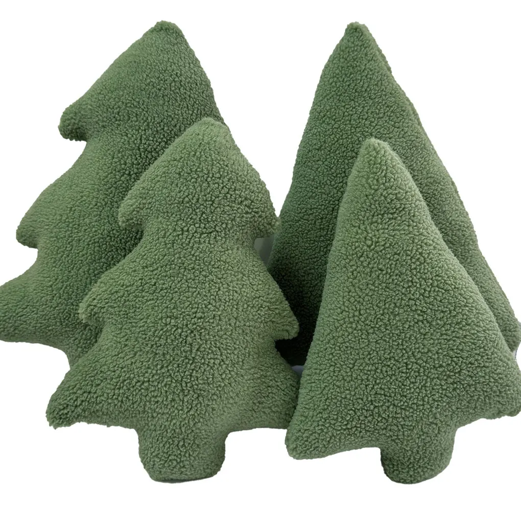 Green Realistic Green Christmas Tree Pillow For Home Decor Relieve Fatigue Christmas Decoration triangle 30cm