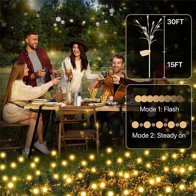 ABMI-20 LED Big Bulb Solar Lights Light With Artificial Green Leave & Branches For Yard Patio Pathway Decor,