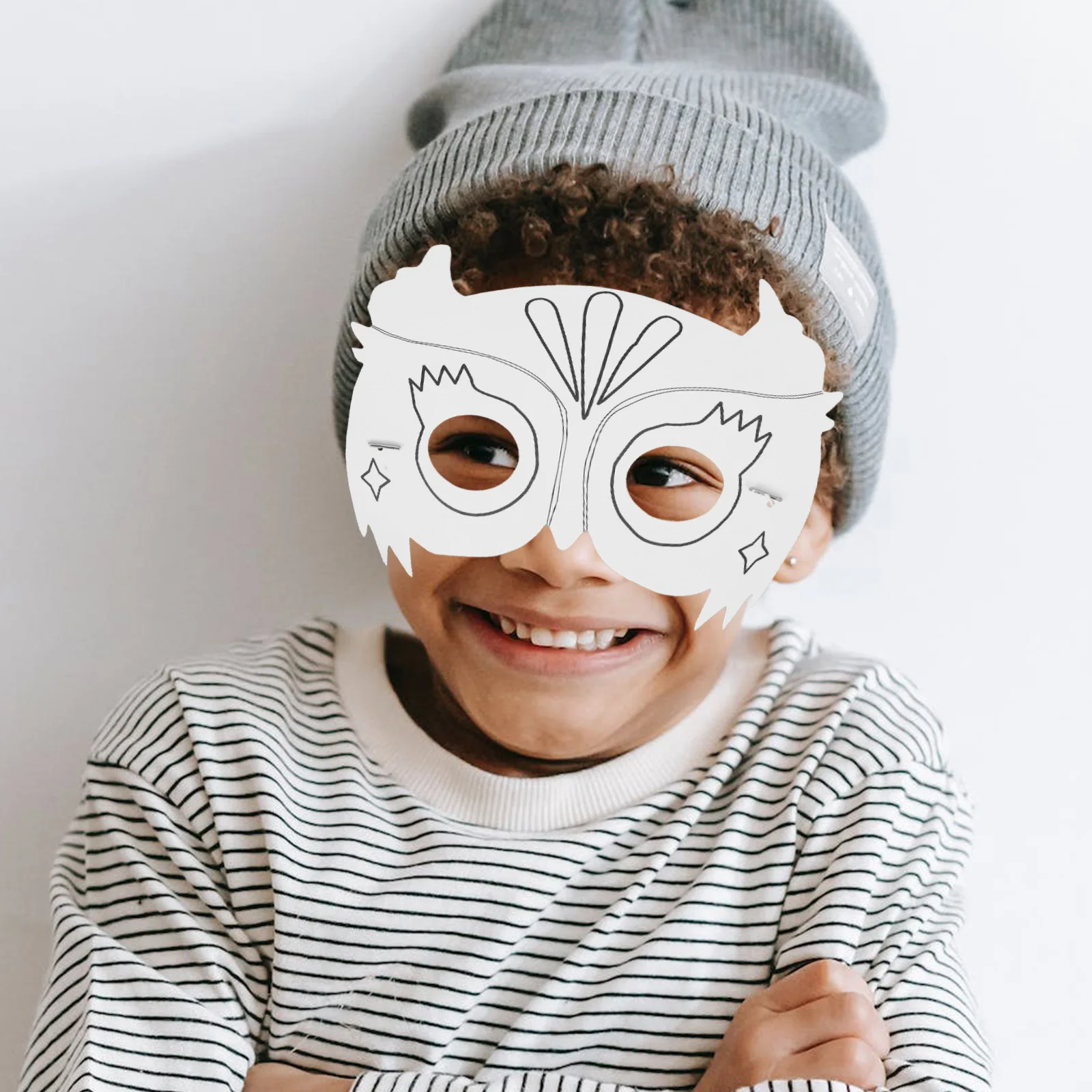 10 pezzi Maschere Graffiti a forma di gufo Maschera di carta bianca fai-da-te Vuota non verniciata Bambini Colorazione Materiali sicuri Attività familiari Artigianato