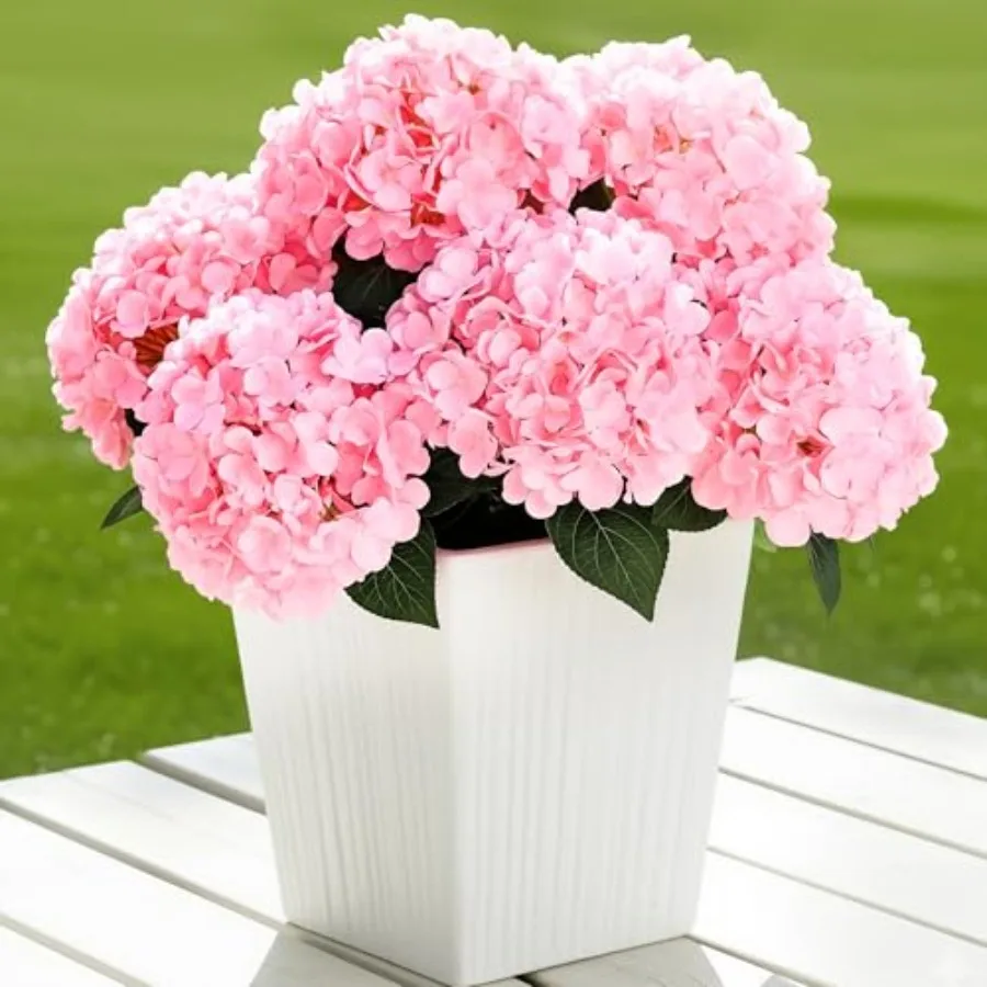 

6 Bundles Hydrangea Artificial Flowers for Outdoors and Indoor, Bulk 30 Heads, UV Resistant Faux Hydrangea Flowers for Garden,