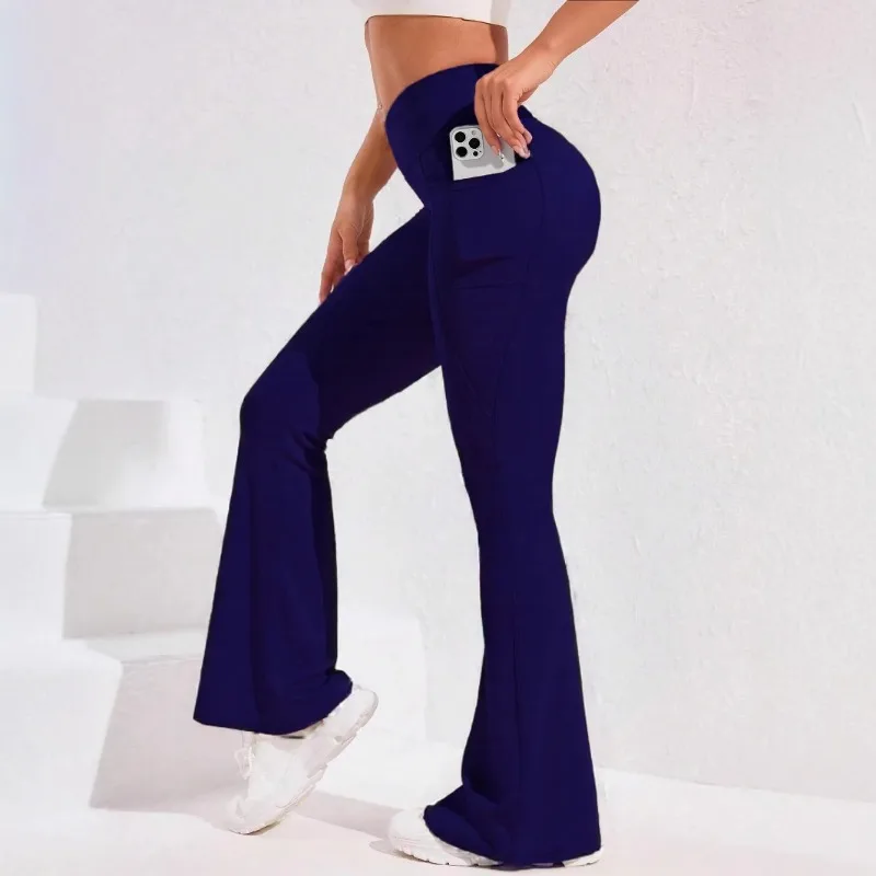 Women's High Waist Flare Leg Yoga Pants with Pocket Push Up Butt Tights Wide Leg Gym Leggings for Running & Outdoor Cycling