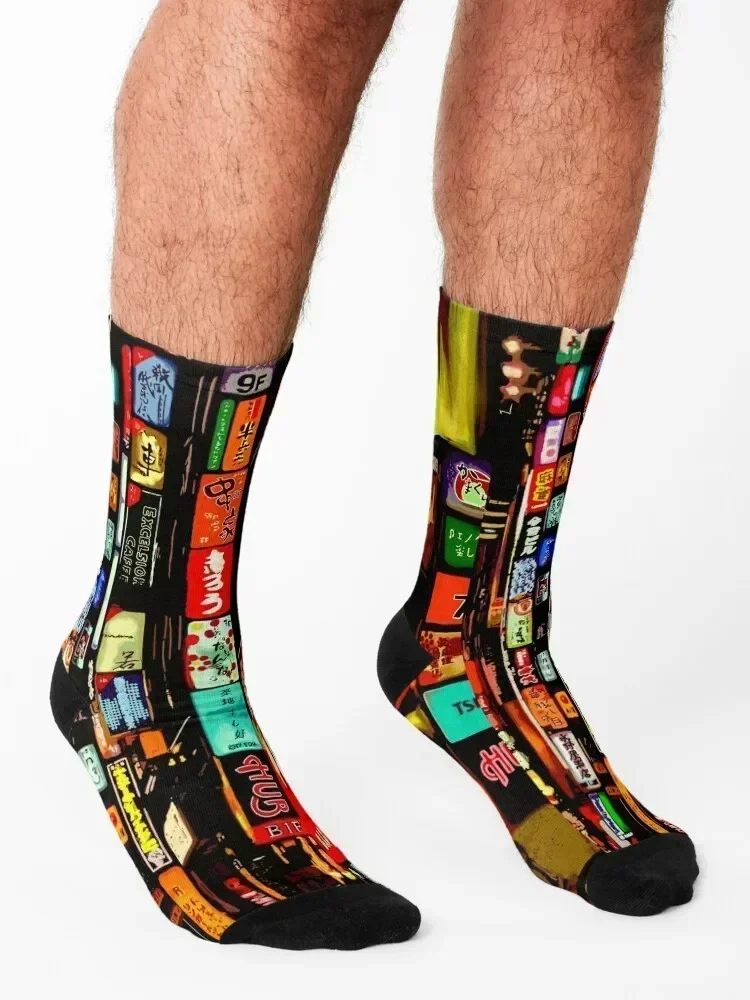 Shinjuku nightlife neon in Tokyo Socks FASHION with print luxury christmas gifts Ladies Socks Men's